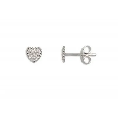 Image de Boucles d'oreilles Xenox pour femmes, cœur en argent sterling 925 argenté avec zircone - XS3536