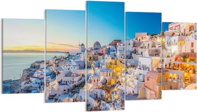 Produktbild von Bild auf Leinwand - Leinwandbild - Griechenland Insel Sommer - 160x85cm - Wand Bild - Wanddeko - Leinwanddruck - Bilder - Kunstdruck - Wanddekoration - Leinwand bilder - Wandkunst - EA160x85-4062