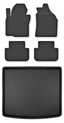 Productafbeelding van Rubberen automatten + kofferbakmat voor BMW X1 F48 vanaf 2015 – 5-delig, zwart, op maat – Wielganizator Semi-Universal