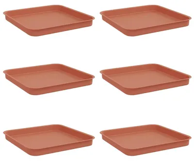 Produktbild von Eleganten-Stil Quadratisches Blumentablett 6 pcs - CLORIS - moderne Design - Ziegelrot 21x21x2 cm - Beete - Möbel26