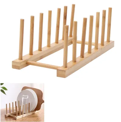 Bambus-Abtropfgestell für Teller, Becher & Deckel, 11,5 x 29,5 cm