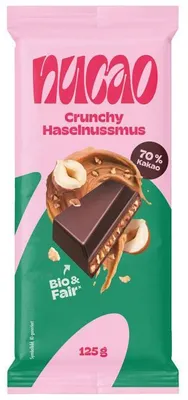 Produktbild von nucao Tafelschokolade Crunchy Haselnussmus 125g