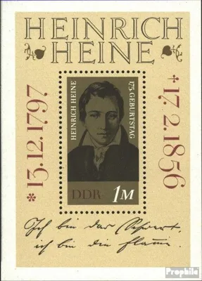 Produktbild von Briefmarken DDR 1972 Mi Block37 (kompl.Ausgabe) gestempelt 175.Geburtstag von Heine / Bl.37