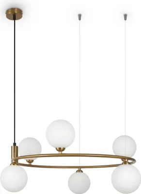 Zdjęcie produktu dla Żyrandol RING mosiężno-biały 6xG9x25W szkło wym:178x58x65cm IP20 Maytoni