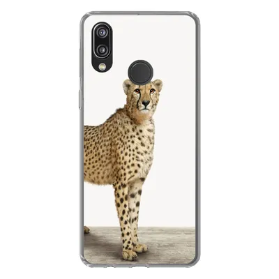 Produktbild von MuchoWow® Handyhülle Schutzhülle Hülle für Huawei P20 Lite (2020) Leopard - Tiere - Weißer Hintergrund - Kinder - Jungen - Mädchen Silikon Softcase Handy Hülle - Kartenhalter