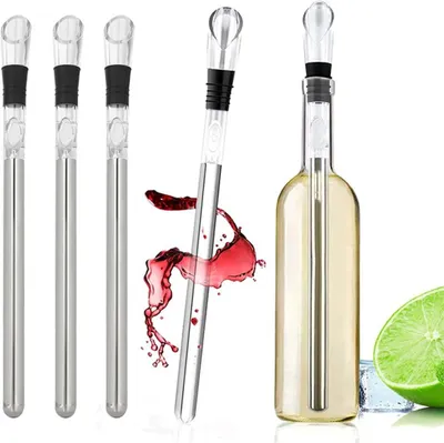 Produktbild von Weinkühler Edelstahl 4-teiliges Set mit Belüfter & Dekantierer für Weißwein, 31,5 cm Höhe, 1 Std. Kühlleistung, 5-10 Min. Belüftungszeit