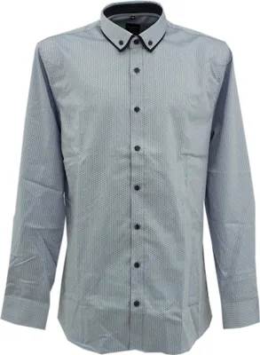 Produktbild von 30141 Olymp, ,  Herren langarm Hemd, Popelinestretch, blau mit Unidruck, 42