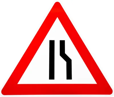 Produktbild von ORIGINAL Verkehrsschild Nr. 121-10 * Einseitig verengte Fahrbahn, Verengung rechts * nach StVO und RAL-Gütebedingungen Achtung Warnschild Straßenschild Hinweisschild Gefahrenzeichen Gefahrenschild