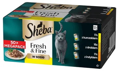 Zdjęcie produktu dla Sheba karma dla kotów saszetki drobiowe w sosie mix smaków 50x50g