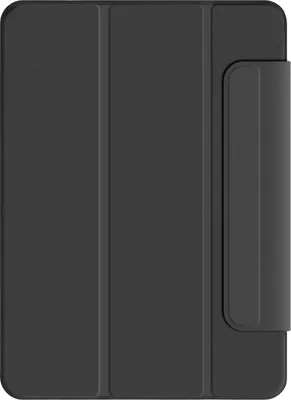 A black iPad case is shown flat against a white background.