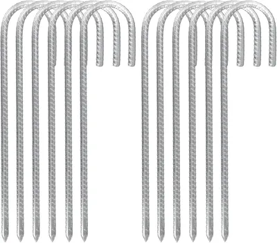 Produktbild von Zeltanker 30 cm, 12 Stück, verzinkter Stahl, J-Haken, für Camping und Garten