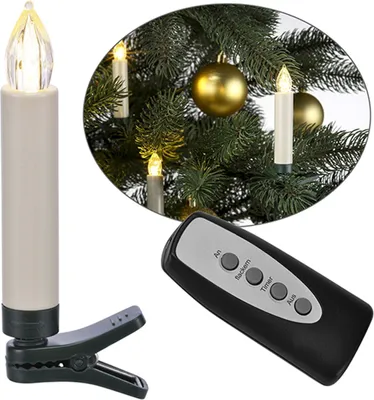 Produktbild von 10 LED Weihnachtskerzen Christbaumkerzen Lichterkette + Fernbedienung