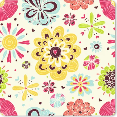 Produktbild von MuchoWow® Mauspad Mousepad Herz - Blumen - Muster 20x20 cm - Mousepads - Maus Mat - Pad - Mausunterlage - Desk Mat - Bureauartikeln