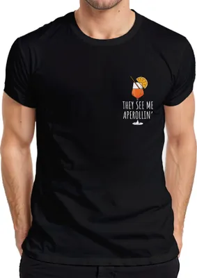 Produktbild von They see me aperollin' Aperol Spritz Party Sommer Cocktail Lustig Herren T-Shirt, Schwarz, M