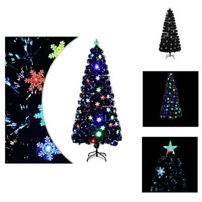 Produktbild von vidaXL Weihnachtsbaum mit LED-Schneeflocken Schwarz 180 cm Fiberoptik -  Weihnachtsbäume