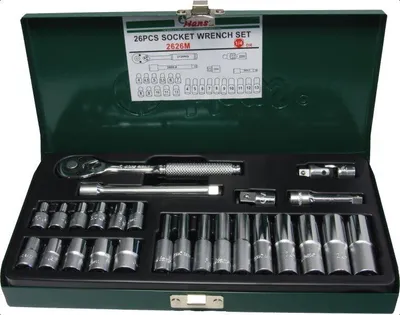 Produktbild von Werkzeugsatz 26-teilig 1/4 Zoll Antrieb Sechskant Schlüsselweiten 4-13 mm 2626M Metallkiste