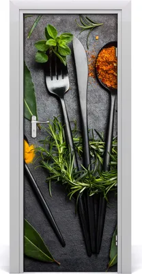 Produktbild von Tulup Türaufkleber 75x205 cm Dekorative Aufkleber Selbstklebend Wasserdichte Tapete Abnehmbar Schlafzimmer Wohnzimmer Wohnkultur - TÜR-Aufklebers Besteck und Würzen