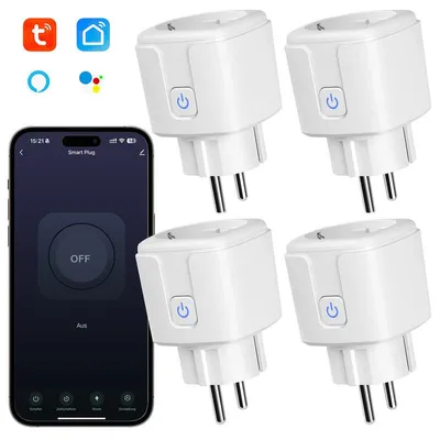 Produktbild von 4er 16A Smart Steckdose mit App Steuerung,WLAN Steckdose,Smart Plug,Kompatibel mit EU Steckdosen,Zeitschaltuhr,Alexa & Google Home Kompatibel