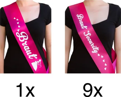 Produktbild von Oblique Unique Schärpe Braut + Braut Security Set JGA Hen Party Bride to be Herz pink