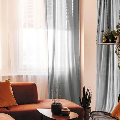Produktbild von Gardine aus 100% Baumwolle - Hellgrau - 105x250 cm