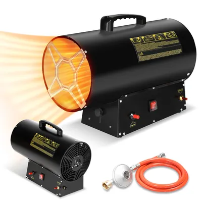 Produktbild von Clanmacy 30kW Gasheizgebläse Gasheizer Elektroheizer Heizkanone Gasheizstrahler Bauheizer Gas Heizlüfter Heizstrahler Gasschlauch & Druckminderer Heizgebläse