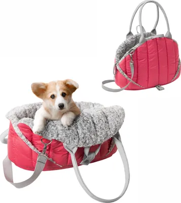 Produktbild von Hundetragetasche, Vertellbar, Schultergurt, Haustiertragetasche, Transport, Katzentasche, Reisetasche, Camping, Tasche, Himbeer, 38x24x28 cm