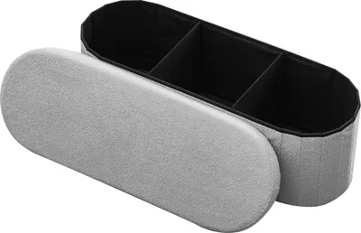 Produktbild von VEVOR faltbare Ottomane mit Stauraum (oval) Fußbank, klappbarer gepolsterter Sitzhocker bis 299,37 kg belastbar, 11 x 38 x 38 cm, Ottomanentruhe für Wohnzimmer Schlafzimmer, Eingangsbereich, Grau