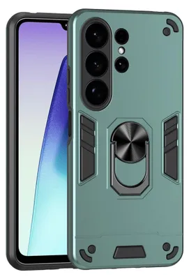 Image de Coque de téléphone portable avec anneau magnétique pour Samsung Galaxy S26 Ultra, résistante aux chocs, protection de l'appareil photo, verte