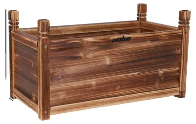 Image de Jardinière en bois pour plantes, construction solide en pin, espace de culture profond, brun foncé M