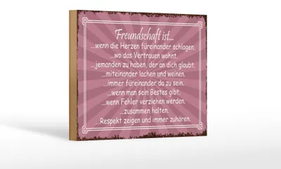 Produktbild von Holzschild Spruch 18x12cm Freundschaft ist wenn Herze