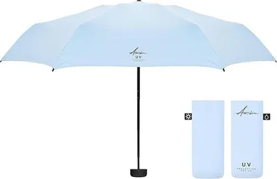 Immagine prodotto di Ombrello piccolo e leggero per sole e pioggia con protezione UV, resistente al vento, 215 g, 18 x 5 cm