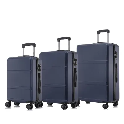 Produktbild von Premium Reisekoffer TSA-Schloss,YKK-Reißverschluss Hartschalen-Koffer Trolley Kabinenkoffer Rollkoffer Suitcase Handgepäck  (Dunkelblau, M-L-XL-Set)