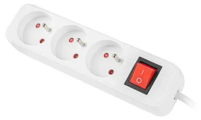Zdjęcie produktu dla Lanberg PS1-03E-0300-W, 3 m, Wewnętrzna, Typu E, Biały, 3 x gniazdo sieciowe, 2500 W