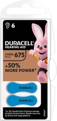 Zdjęcie produktu dla Blister Duracell DA675 z 6 ogniwami guzikowymi Ultra+ do aparatów słuchowych