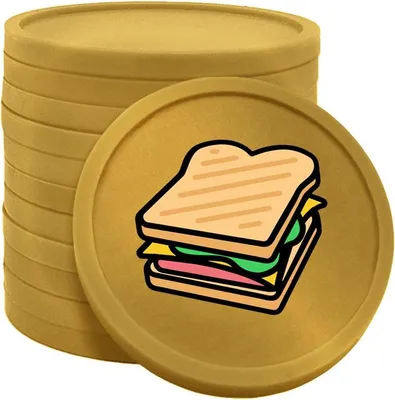 Produktbild von CombiCraft Kunststoff Wertmarken Chips Sandwich in Gold- 100 Stück - Ø29 mm