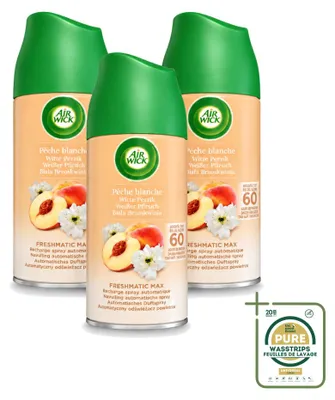 Obrázek produktu pro 3 kusy náplně do osvěžovače vzduchu Air Wick Freshmatic – bílá broskev – 250 ml – balení
