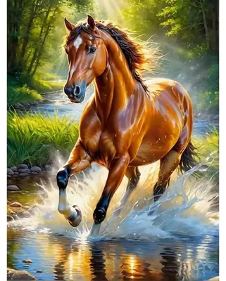 Diamond Painting Set Pferd 5D, 30x40 cm, DIY Bastelset für Erwachsene