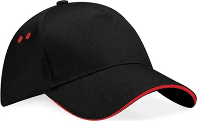Immagine prodotto di Beechfield B15C | Ultimate 5 Panel Cap - Cappello / Berretto / Cappello a sandwich - Colore: Nero/Rosso classico - Taglia: Unica