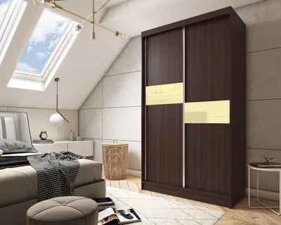 Obrázek produktu pro Moderní Šatní Skříň s Posuvnými Dveřmi 120 150 180 200 cm - Wenge Šatní Skříň do Ložnice s Posuvnými Dveřmi - Šatní Tyč - 150 cm - Wenge
