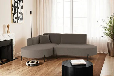 Produktbild von Kaiser Möbel Ecksofa, Sofa L-Form Designer Modena Rein stoff  Quelle Braun Links