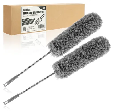 Produktbild von COM-FOUR® 2x XL Chenille-Staubwedel mit Teleskopstiel, Ausziehbar von 80 bis 240 cm – Extra langer, ausziehbarer Staubwischer für hohe Decken & Spinnweben
