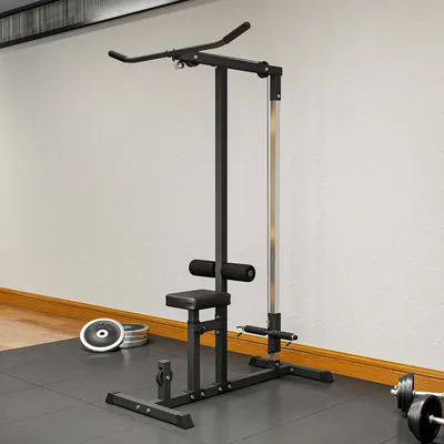 Produktbild von SUGIFT Kabelzugmaschine, Kraftstation mit Seilzug, Flaschenzugstation, höhenverstellbarer Sitz  |  Stahl Schwarz  |  bis 160 kg  |  107x120x190 cm