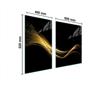 Immagine prodotto di Piastre copriforno 2 pezzi 100x52 Copripiastra in Vetroceramica tagliere in vetro Golden Black