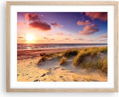 Produktbild von Gerahmtes Poster - Rahmen in heller Eiche - Meer Strand Düne - 50x40 cm - Wand Bild - Wanddeko - Wandbilder - Kunstposter - Wandposter - Bilderrahmen - Bilder - Kunstdruck - Wandbild - P2NAA50x40-3540