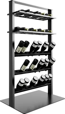 Produktbild von MetaloPro Weinregal Piemont – Metall Schwarz Flaschenregal Für 45 Weinflaschen – Robustes Design, Weinständer Für Küche, Keller Oder Bar – 140x80x60cm