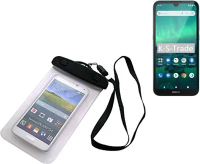 Produktbild von K-S-Trade Schutz Hülle Handy Hülle Kompatibel mit Nokia 1.3 Beach Bag wasserdicht 16cm x 10cm Schutzhülle Staub Sand Flachwasser Beachbag Case