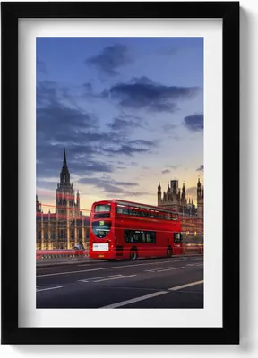 Produktbild von Roter Bus in London– Wandbild mit Rahmen – Gerahmtes Bild  – Wanddekoration – 20x30 cm – Schwarz