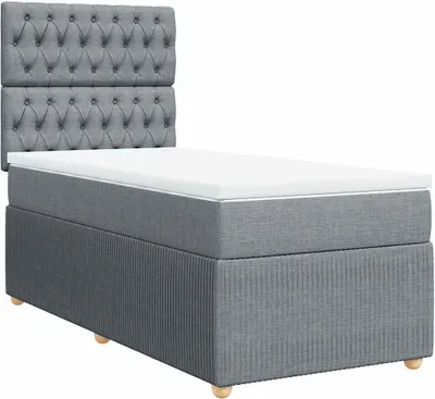 Produktbild von vidaXL Boxspringbett mit Matratze Hellgrau 100x200 cm Stoff