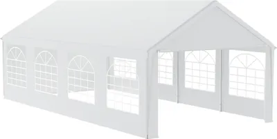 Obrázok produktu pre QEENTOE, skladací pavilón s oknami, 4x8 metrov, vodotesný, biela farba – záhradný a párty stan pre kempovanie, oslavy a stretnutia