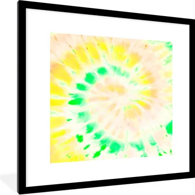 Produktbild von MuchoWow® Gerahmtes Poster Krawattenfärbung - Grün - Weiß 40x40 cm - Poster mit Schwarzem Bilderrahmen Wandposter Rahmen Foto Bilder - Poster - Plakat im Rahmen
